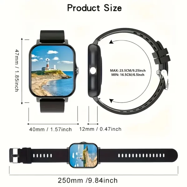 Montre intelligente unisexe Noire – Image 3